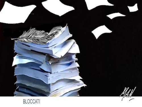 Cartoon: notes bloccati (medium) by Enzo Maneglia Man tagged fotografia,espressionistica,surrealista,di,man,enzo,maneglia,fighillearte