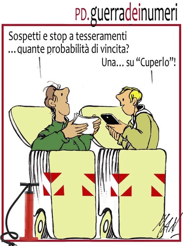 Cartoon: PD guerra dei numeri (medium) by Enzo Maneglia Man tagged cassonettari,novembre,2013,maneglia,man,primarie,pd,fighillearte