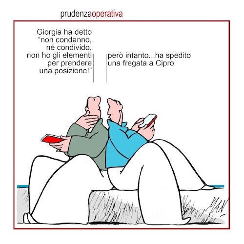 Cartoon: prudenza operativa (medium) by Enzo Maneglia Man tagged vignette,umorismo,grafico,spilli,fighillearte,piccolomuseo,di,fighille,ita
