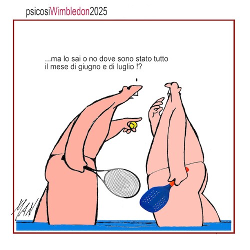 Cartoon: psicosi Wimbledon 2025 (medium) by Enzo Maneglia Man tagged vignette,umorismo,grafico,spilli,fighillearte,piccolomuseo,fighille,ita