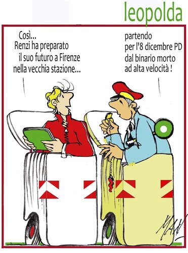 Cartoon: Rincorsa di Matteo Renzi (medium) by Enzo Maneglia Man tagged leopolda,renzi,cassonettari,maneglia,man