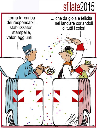 Cartoon: sfilate 2015 (medium) by Enzo Maneglia Man tagged cassonettari,maneglia,fighillearte