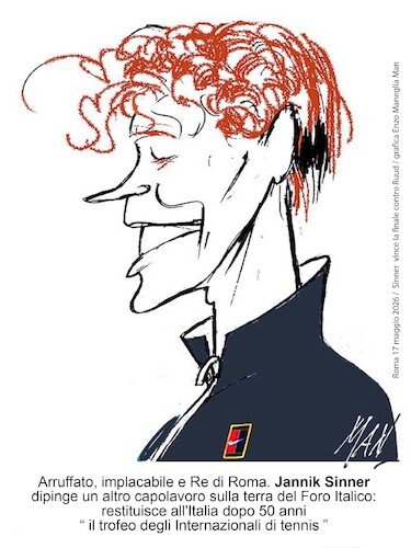 Cartoon: Sinner RE di Roma (medium) by Enzo Maneglia Man tagged caricature,sport,campioni,tennis,internazionali