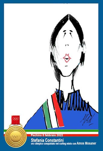Cartoon: Stefania Constantini (medium) by Enzo Maneglia Man tagged stefania,constantini,caricatura,ritratto,curling,giochi,olimpiadi,pechino,2022