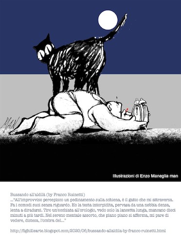 Cartoon: BUSSANDO by Franco Ruinetti (medium) by Enzo Maneglia Man tagged racconto,storie,pensieri,diari,by,franco,ruinetti,illustrazioni,man,per,fighillearte,piccolomuseo,di,fighille,it