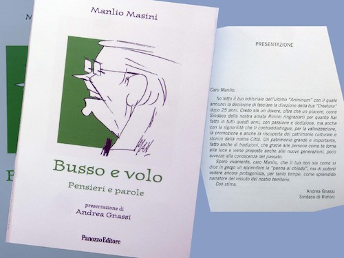 Cartoon: Manlio Masini  in Busso e volo (medium) by Enzo Maneglia Man tagged libri,pensieri,parole,manlio,masini,panozzo,editore,ariminum,rimini,maneglia,man