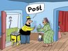 Cartoon: Post Frau Bluemel (small) by rene tagged post,prost,brief,briefträger,postbote,trinken,schnaps,gläschen,hips,betrunken,nachbarin