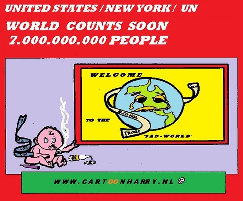 Cartoon: 7 Milliard People (medium) by cartoonharry tagged world,seven,people,sad,cartoon,cartoonharry,cartoonist,dutch,toonpool