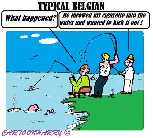 Cartoon: A Belgian Again (medium) by cartoonharry tagged belgian,water,cigarette