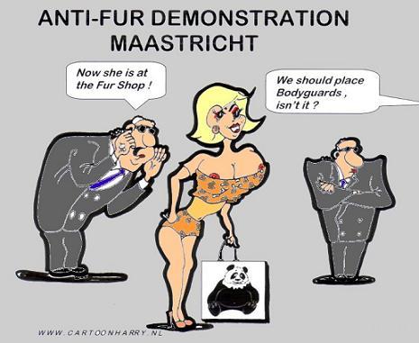 Cartoon: Anti-Fur (medium) by cartoonharry tagged fur,demonstration,animals,bodyguards