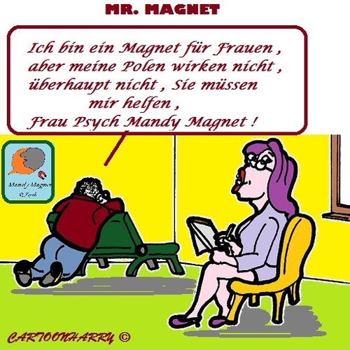 Cartoon: Anziehung (medium) by cartoonharry tagged magnet,anziehung,kraftlos,psych