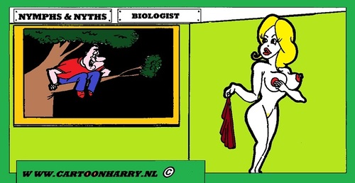 Cartoon: Biologist (medium) by cartoonharry tagged biologist,birds,bees,tree,high,windowlook,sexy,cartoon,cartoonist,cartoonharry,dutch,toonpool