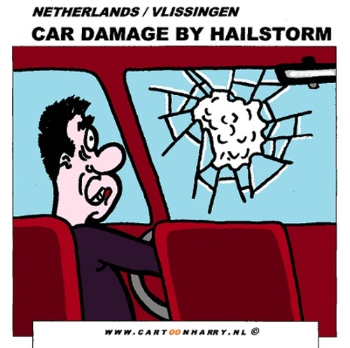 Cartoon: Car Window Damage (medium) by cartoonharry tagged car,window,damage,hailstorm,insurance,cartoon,cartoonist,cartoonharry,dutch,toonpool