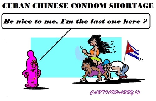 Cartoon: Cuban Condom Problem (medium) by cartoonharry tagged cuba,condom,problem,china