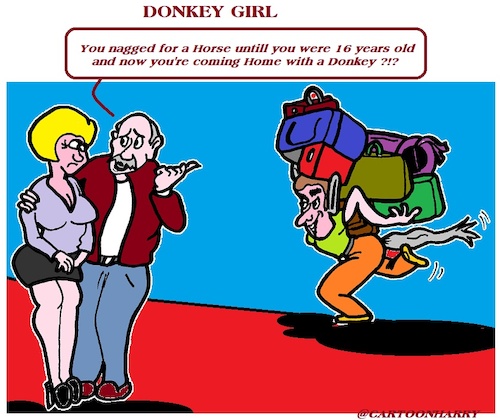 Cartoon: Donkey (medium) by cartoonharry tagged donkey,girl,cartoonharry