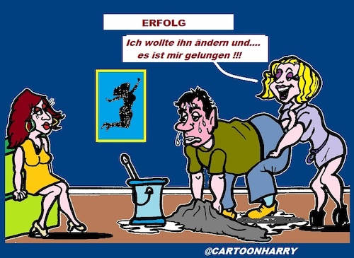 Cartoon: Erfolg (medium) by cartoonharry tagged frau,mann,freundin,erfolg,saubermachen