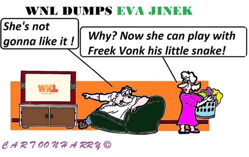 Cartoon: Eva Jinek (medium) by cartoonharry tagged eva,jinek,evajinek,wnl,tv,gone,freek,snake,cartoons,cartoonists,cartoonharry,dutch,holland,toonpool