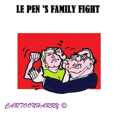 Cartoon: Family Fight (medium) by cartoonharry tagged france,marine,lepen,family,fight