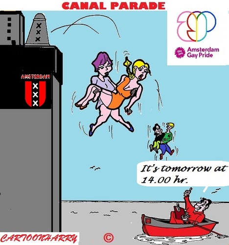 Cartoon: Gay Pride 2015 (medium) by cartoonharry tagged holland,amsterdam,2015,gaypride,canalparade