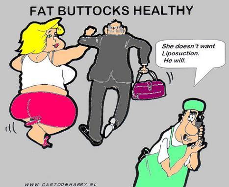 Cartoon: Healhy Fat Bottoms (medium) by cartoonharry tagged fat,thick,woman,man,liposuction