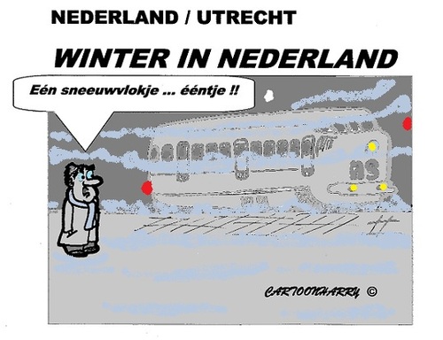 Cartoon: Het NS Sneeuwvlokje van 2012 (medium) by cartoonharry tagged toonpool,holland,cartoon,sneeuwvlok,stop,trein,ns,dutch,cartoonharry,cartoonist