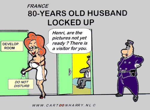Cartoon: Husband Locked Up By His Wife (medium) by cartoonharry tagged locked,husband,france,cartoonharry,wife