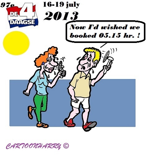 Cartoon: International Walk (medium) by cartoonharry tagged fourdays,walk,holland,nijmegen,heat,toonpool