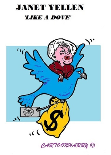 Cartoon: Janet Yellen (medium) by cartoonharry tagged usa,fed,yellen,dove,boss