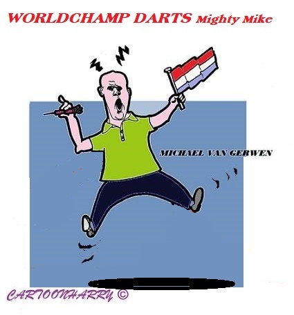 Cartoon: Mighty Mike (medium) by cartoonharry tagged mightymike,darts,cartoonharry