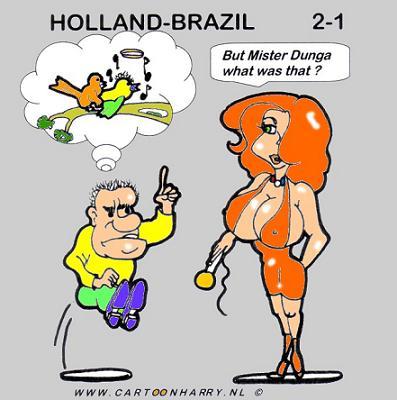 Cartoon: Holland 2 Brazil1 (medium) by cartoonharry tagged holland,brazil,dunga,fifa,worldcup,dreamy,cartoonist,cartoonists,dutch,cartoonharry