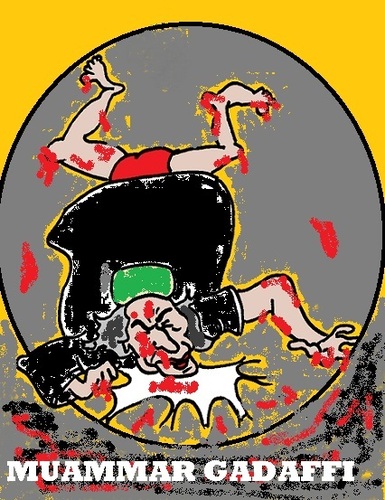 Cartoon: Muammar Gadaffi (medium) by cartoonharry tagged muammar,gadaffi,khadaffi,libya,dead,caricature,cartoon,cartoonist,cartoonharry,dutch,toonpool