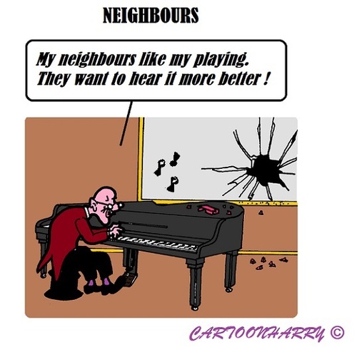 Cartoon: Neighbours (medium) by cartoonharry tagged piano,music,noisy,neighbour