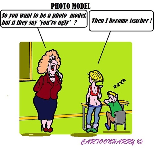Cartoon: New Model (medium) by cartoonharry tagged school,teacher,model,girl