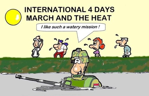 Cartoon: Nijmegen (medium) by cartoonharry tagged mission,marches,nijmegen,heat,2010,cartoonharry,soldier,water