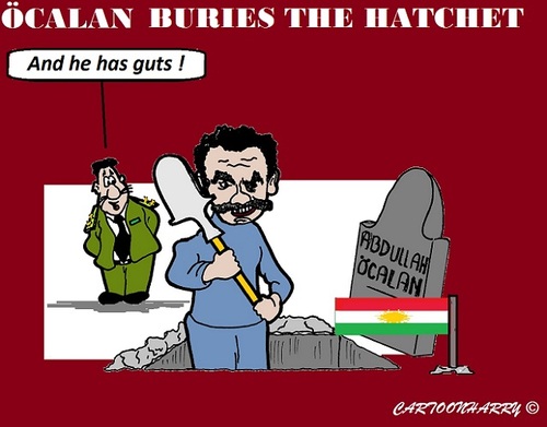 Cartoon: Öcalan (medium) by cartoonharry tagged öcalan,kurdistan,turkye,bury,hatchet,politics,cartoons,cartoonists,dutch,cartoonharry,toonpool