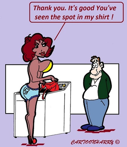 Cartoon: One Spot (medium) by cartoonharry tagged toonpool,dutch,cartoonharry,cartoonists,cartoons,good,man,spot,washing,woman