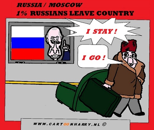 Cartoon: Russians Are Leaving Country (medium) by cartoonharry tagged russia,putin,people,leave,country,cartoon,cartoonist,cartoonharry,dutch,toonpool
