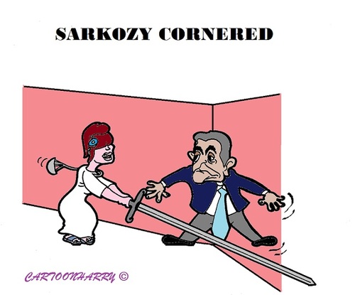 Cartoon: Sarkozy (medium) by cartoonharry tagged france,sarkozy,cornered,campaign,money