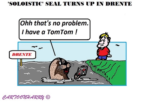 Cartoon: Seal (medium) by cartoonharry tagged holland,drente,seal,tomtom,cartoons,cartoonists,cartoonharry,dutch,toonpool