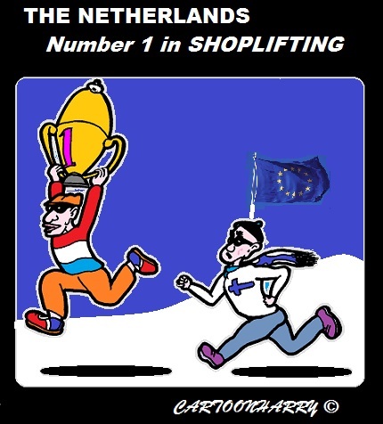 Cartoon: Shoplifting (medium) by cartoonharry tagged europe,netherlands,champion,shoplifting