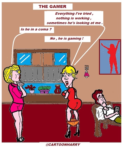 Cartoon: The Gamer (medium) by cartoonharry tagged coma,gamer,cartoonharry