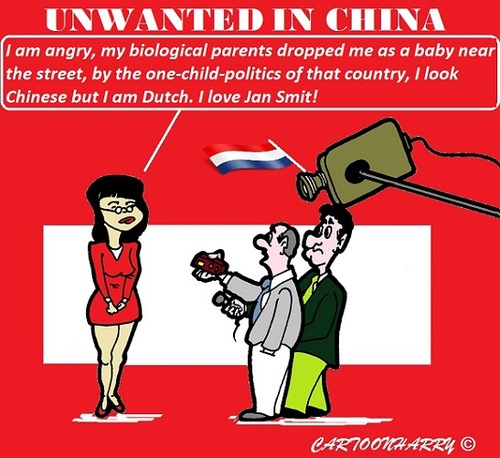 Cartoon: Unwanted (medium) by cartoonharry tagged china,baby,holland,dutch,cartoonharry,politics,onechild,toonpool