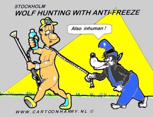 Cartoon: Wolf Hunting With Anti-Freeze (medium) by cartoonharry tagged wolf,sweden,freeze,cartoonharry