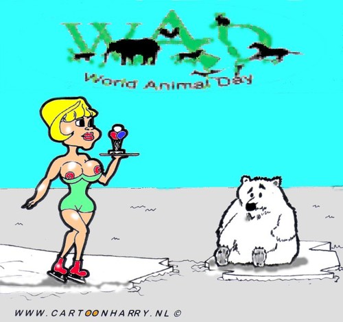 Cartoon: World Animal Day 2010 (medium) by cartoonharry tagged polarbear,cheerup,cartoonharry