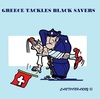 Cartoon: Black Savers Greece (small) by cartoonharry tagged blacksavers,greece,police,banks,switserland,cartoons,cartoonists,cartoonharry,dutch,toonpool