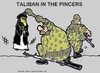 Cartoon: Taliban in the Pincers (small) by cartoonharry tagged pincers,taliban,soldiers,afghanistan,cartoonharry