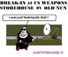 Cartoon: The Break in Nun (small) by cartoonharry tagged usa,oakbreak,break,nun,weapons,cartoons,cartoonharry,dutch,toonpool