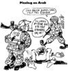 Cartoon: Pissing an Arab (small) by Zombi tagged ethics,usa,pissing,an,arab,democracy,us,marines