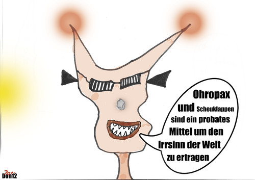 Cartoon: Der Irrsinn (medium) by Vanessa tagged welt,psyche,gewalt,depression,krieg,ökologie,kollaps