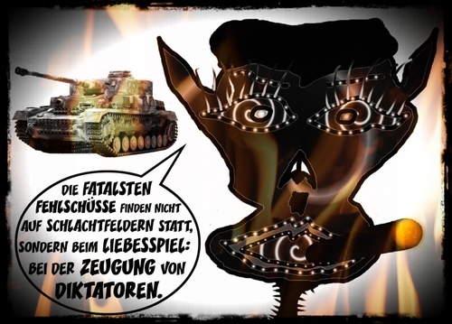 Cartoon: Diktator (medium) by Vanessa tagged empfängnis,verbrechen,politik,kondome,unterdrückung,crime,krieg,diktator